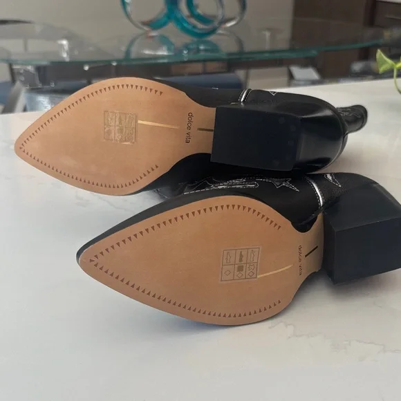 Dolce Vita Western Boot Black Multi Leather Lassie Size 7.5  NWT - Picture 12 of 14